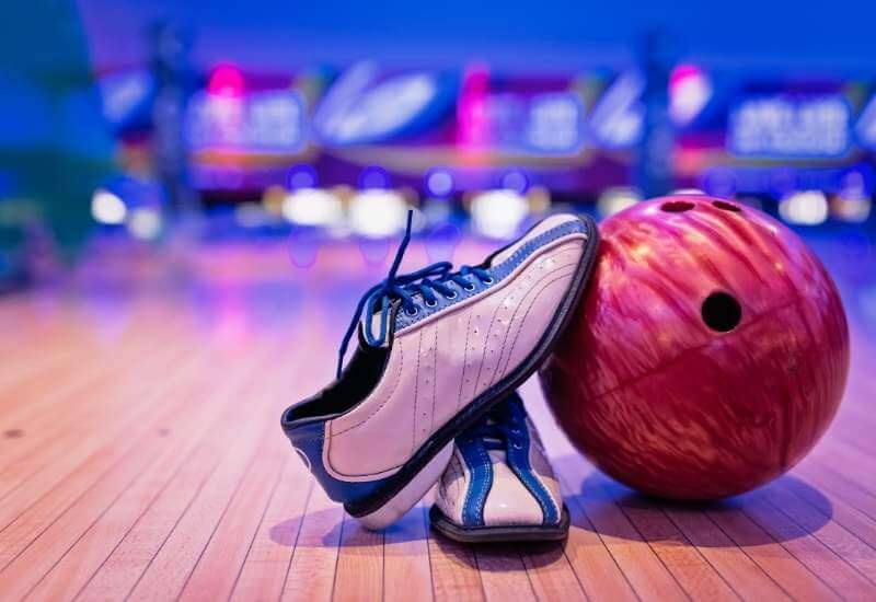 Bowling ball with shoes